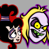 Lydia And Beetlejuice Retro Cartoon Character Heads Sticker Pack!