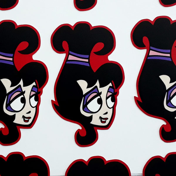 Lydia Retro Cartoon Character Head Sticker!