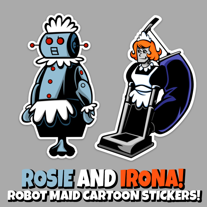 Rosie and Irona Robot Maid Retro Cartoon Sticker Set! – 