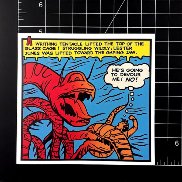 Lester Junes vs The Tentacle Monster Vintage Horror Comic Panel Sticker!